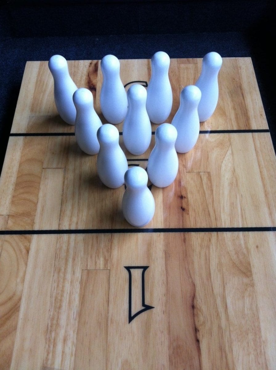 Details about   Shuffleboard Table Bowling Pins 10 Wooden with 1 Red Wood Ball Kids & Adult Game 