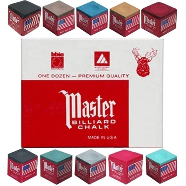 Masters Red Snooker/Pool Chalk Box of 12 